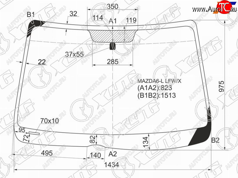 6 899 р. Стекло лобовое Mazda 6 02-08 XYG MAZDA6-L LFW/X  с доставкой в г. Воронеж