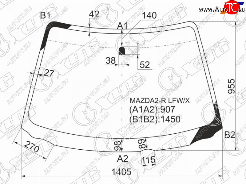 5 999 р. Стекло лобовое Mazda Demio 02-07 XYG MAZDA2-R LFW/X  с доставкой в г. Воронеж