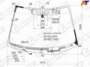 9 199 р. Стекло лобовое (Обогрев щеток Датчик дождя) Lexus RX 03-09 XYG MCU30-L LFW/H/X  с доставкой в г. Воронеж. Увеличить фотографию 1