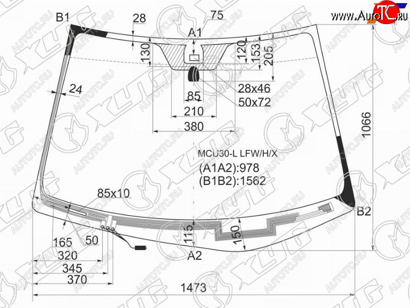 9 199 р. Стекло лобовое (Обогрев щеток Датчик дождя) Lexus RX 03-09 XYG MCU30-L LFW/H/X  с доставкой в г. Воронеж