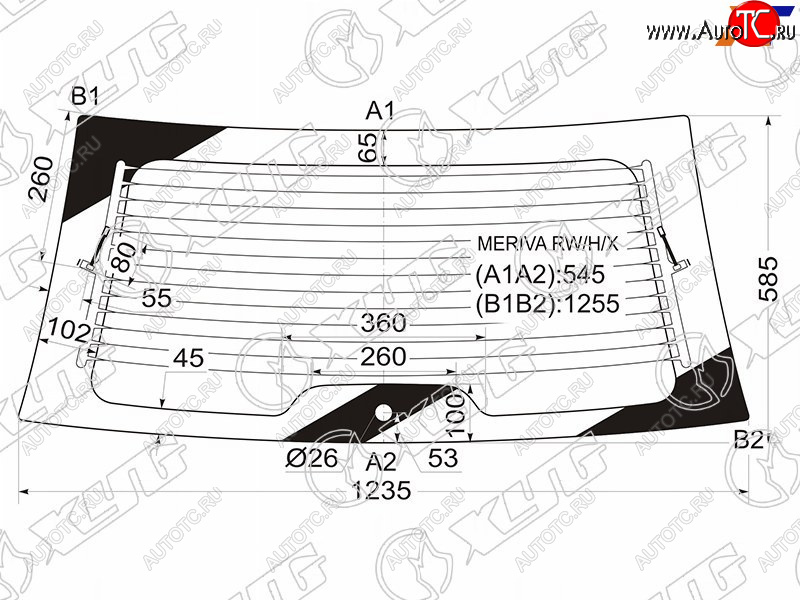9 249 р. Стекло заднее (Цвет зеленый Обогрев) Chevrolet Meriva 04-12  Opel Meriva 03-10 XYG MERIVA RW/H/X  с доставкой в г. Воронеж