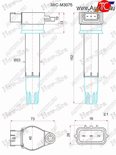 3 379 р. Катушка зажигания MITSUBISHI PAJERO V80 90# 6G72 NEW ERA MIC-M3075  с доставкой в г. Воронеж