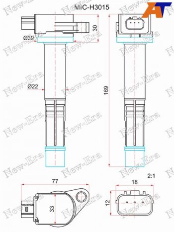 3 199 р. Катушка зажигания HONDA ACCORD CU 08-CR-V RM 10-CIVIC 12-CROSSTOUR 12- R20A24A NEW ERA MIC-H3015  с доставкой в г. Воронеж. Увеличить фотографию 1