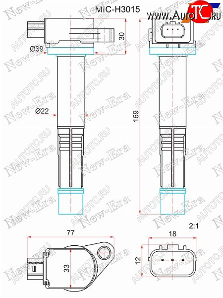 3 199 р. Катушка зажигания HONDA ACCORD CU 08-CR-V RM 10-CIVIC 12-CROSSTOUR 12- R20A24A NEW ERA MIC-H3015  с доставкой в г. Воронеж