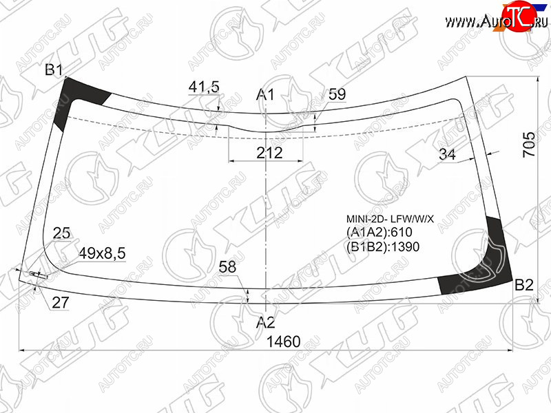 5 299 р. Стекло лобовое Mini Clubman Cooper 08-14  Hatch Cooper 01-06 XYG MINI-2D- LFW/W/X  с доставкой в г. Воронеж