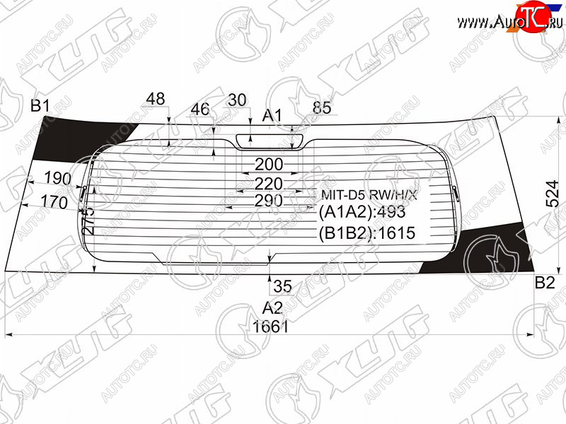 11 849 р. Стекло заднее (Цвет зеленый Обогрев) Mitsubishi Delica D:5 07- XYG MIT-D5 RW/H/X  с доставкой в г. Воронеж