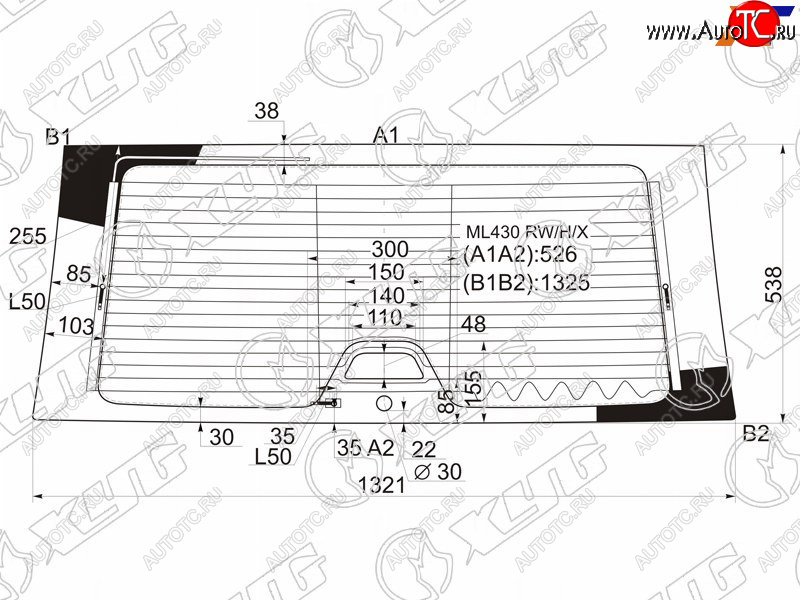 9 549 р. Стекло заднее (Цвет зеленый Обогрев Антенна) Mercedes-Benz M-Class 97-05 XYG ML430 RW/H/X  с доставкой в г. Воронеж