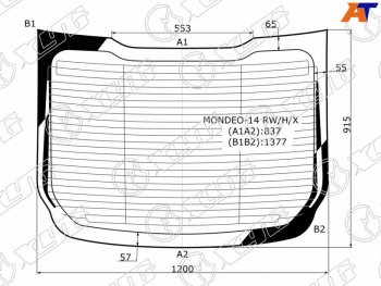 9 549 р. Стекло заднее (Цвет зеленый Обогрев Антенна 4D SED) Ford Mondeo 14-19 XYG MONDEO-14 RW/H/X  с доставкой в г. Воронеж. Увеличить фотографию 1