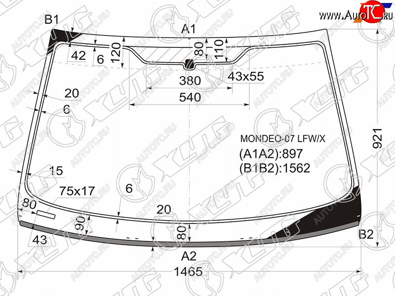 6 899 р. Стекло лобовое (Молдинг) Ford Mondeo 07-15 XYG MONDEO-07 LFW/X  с доставкой в г. Воронеж