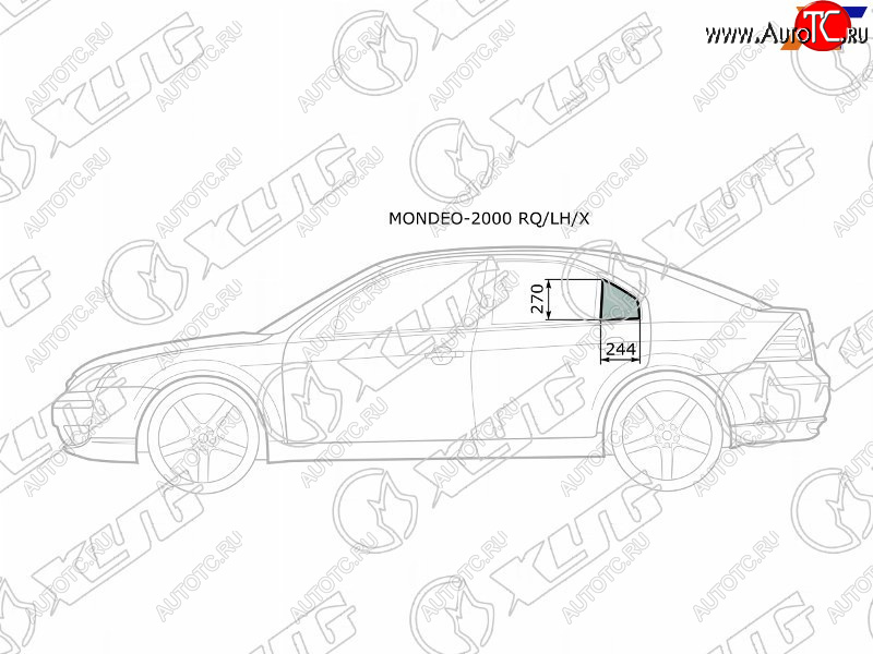 1 299 р. Стекло форточки (Сзади Слева Цвет зеленый) Ford Mondeo 00-07 XYG MONDEO-2000 RQ/LH/X  с доставкой в г. Воронеж
