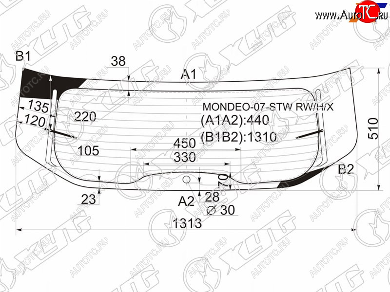 10 549 р. Стекло заднее (Цвет зеленый Обогрев 5D WGN) Ford Mondeo 07-15 XYG MONDEO-07-STW RW/H/X  с доставкой в г. Воронеж