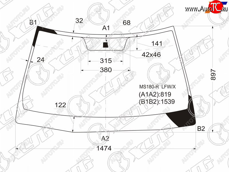 7 999 р. Стекло лобовое Toyota Crown 03-08 XYG MS180-R LFW/X  с доставкой в г. Воронеж