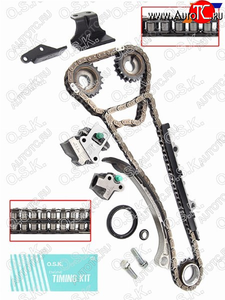 25 749 р. Комплект для замены цепи ГРМ NISSAN KA24DE 98- (двухрядная цепь распредвала) OSK N124X  с доставкой в г. Воронеж