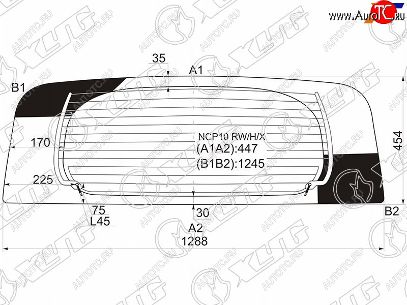 8 499 р. Стекло заднее (Цвет зеленый Обогрев) Toyota Ractis 05-10 XYG NCP10 RW/H/X  с доставкой в г. Воронеж