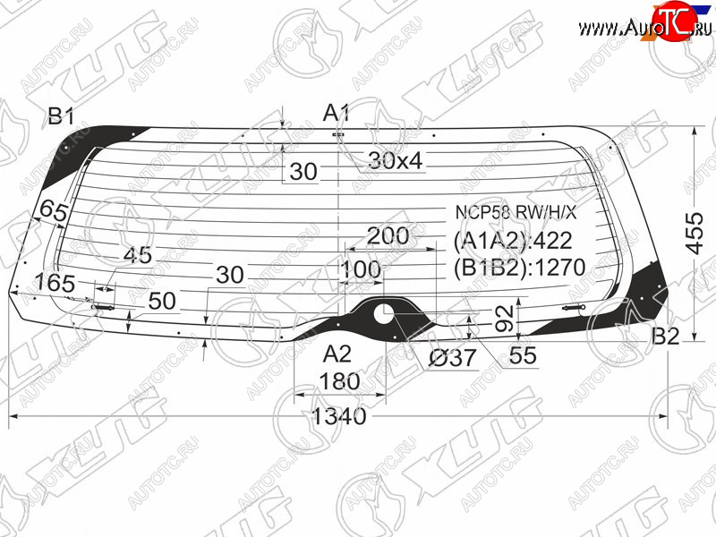 7 449 р. Стекло заднее (Цвет зеленый Обогрев) Toyota Succeed 02-20 XYG NCP58 RW/H/X  с доставкой в г. Воронеж