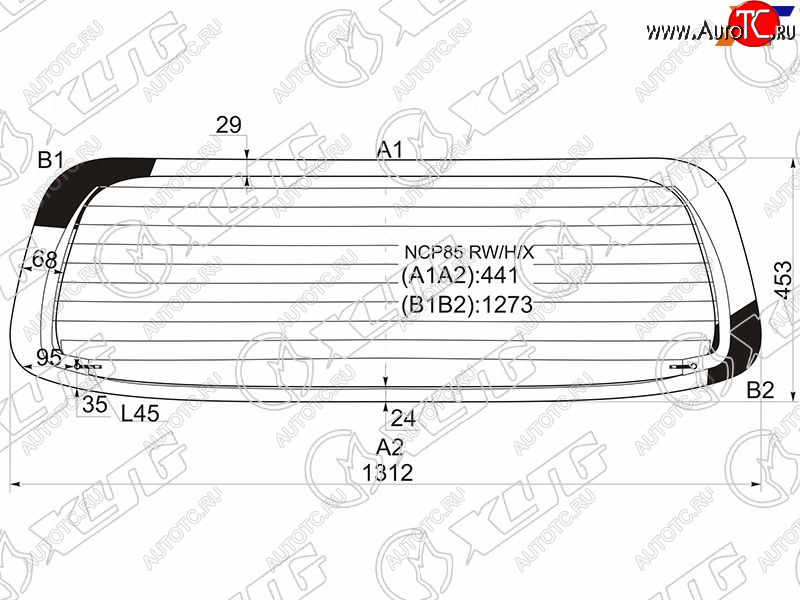 8 749 р. Стекло заднее (Цвет зеленый Обогрев) Toyota Probox 02-  Mazda Familia 18- XYG NCP85 RW/H/X  с доставкой в г. Воронеж