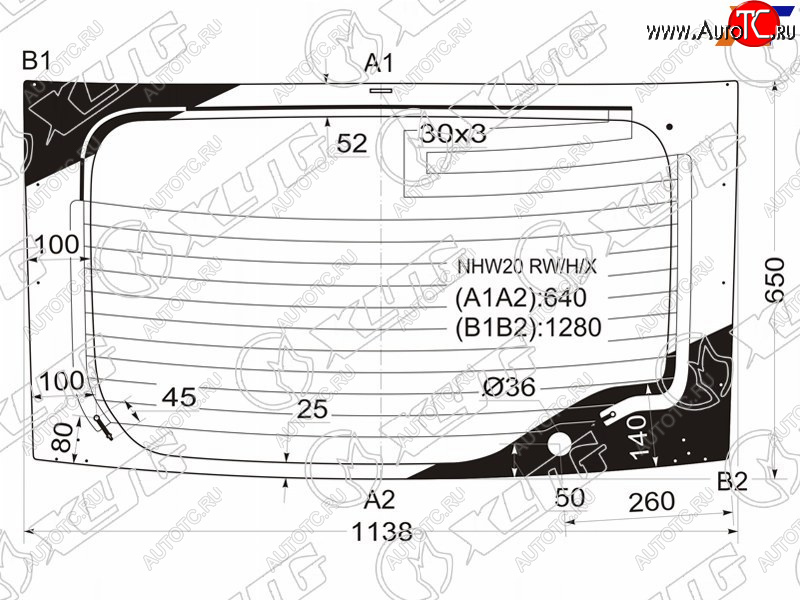 8 299 р. Стекло заднее (Цвет зеленый Обогрев) Toyota Prius (NHW20) 03-11 XYG NHW20 RW/H/X  с доставкой в г. Воронеж