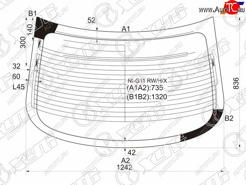 7 199 р. Стекло заднее (Цвет зеленый Обогрев Антенна) Nissan Almera 12-19  Bluebird Sylphy 05-12 XYG NI-G11 RW/H/X  с доставкой в г. Воронеж