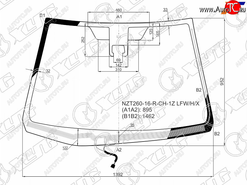 9 299 р. Стекло лобовое (Обогрев щеток Камера) Toyota Allion (T260) 16-21  Premio 16-21 XYG NZT260-16-R-CH-1Z LFW/H/X  с доставкой в г. Воронеж
