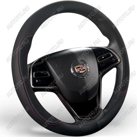 789 р. Оплётка на руль (37-39см GP 2102 кож/зам) Автопилот   (черный/строчка красно-синяя)  с доставкой в г. Воронеж