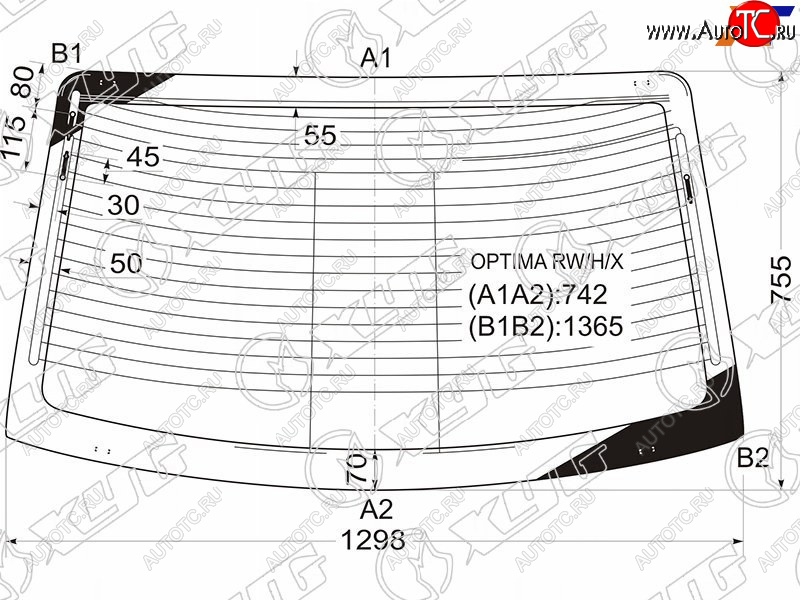 6 599 р. Стекло заднее с обогревом KIA OPTIMA 4D 00-05                                                        XYG OPTIMA RW/H/X  с доставкой в г. Воронеж