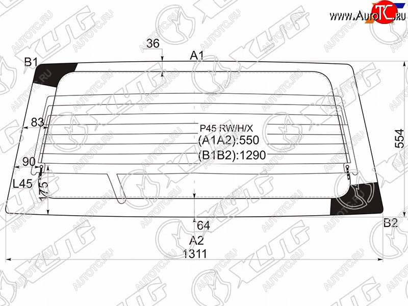 7 299 р. Стекло заднее (Цвет зеленый Обогрев) Mitsubishi Pajero Sport 96-08  Challenger 96-01  Montero Spo XYG P45 RW/H/X  с доставкой в г. Воронеж