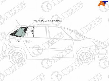 1 059 р. Стекло кузова боковое (не опускное) (Справа Цвет зеленый) Citroen C4 Picasso 07-14 XYG PICASSO-07-ST SW/RH/X  с доставкой в г. Воронеж. Увеличить фотографию 1