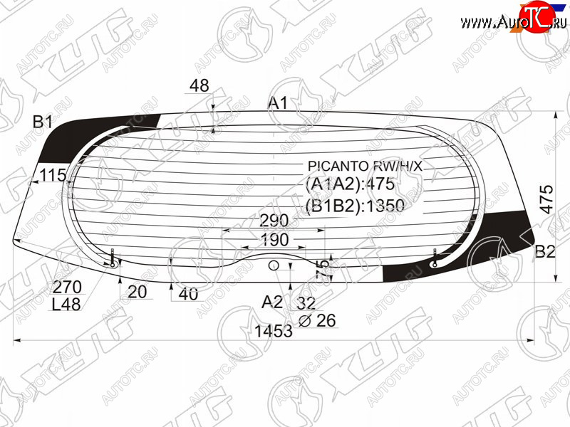 8 649 р. Стекло заднее (Цвет зеленый Обогрев) Kia Picanto 03-11  Morning 04-10 XYG PICANTO RW/H/X  с доставкой в г. Воронеж