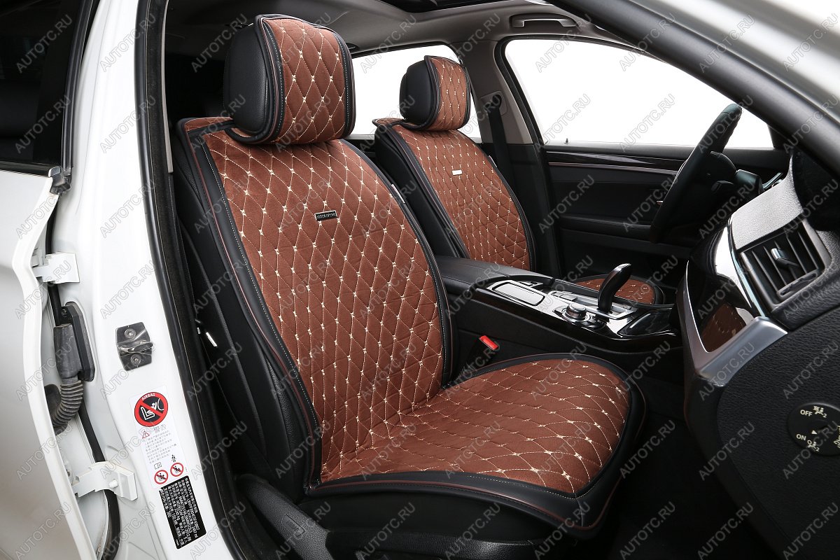 5 449 р. Накидка на сиденье (на весь салон Alkantara Lux Plus алькантара) Автопилот   (коричневый)  с доставкой в г. Воронеж