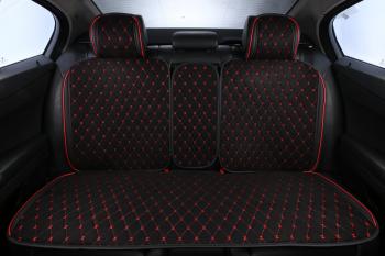 7 849 р. Накидка на сиденье (на весь салон Alkantara Lux Plus алькантара) Автопилот   (черный/строчка красная)  с доставкой в г. Воронеж. Увеличить фотографию 2