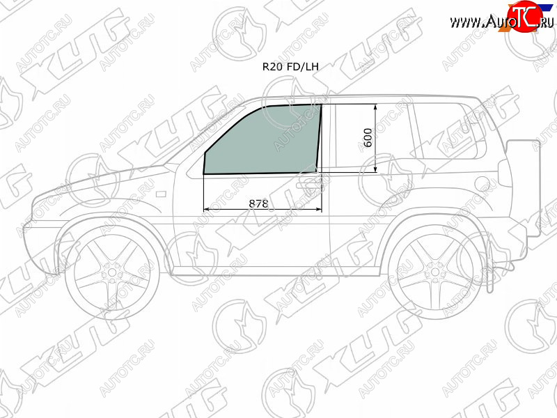 2 789 р. Стекло боковое опускное (Спереди Слева Цвет зеленый) Nissan Terrano 93-95  Ford Maverick 93-00  XYG R20 FD/LH  с доставкой в г. Воронеж