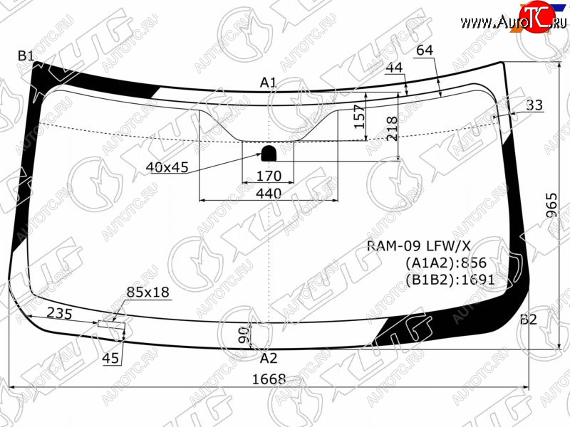 9 299 р. Стекло лобовое Dodge Ram 08-12 XYG RAM-09 LFW/X  с доставкой в г. Воронеж