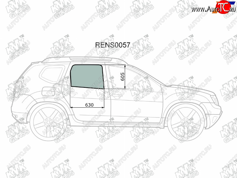 2 199 р. Стекло боковое опускное (Сзади Справа Цвет зеленый) Nissan Terrano 14-  Renault Duster 10-21  Da KMK RENS0057  с доставкой в г. Воронеж