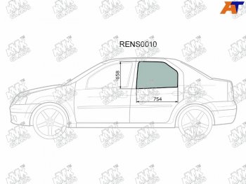 2 569 р. Стекло боковое опускное (Сзади Слева Цвет зеленый) Renault Logan 04-  Sandero 14-  Dacia Logan 0 KMK RENS0010  с доставкой в г. Воронеж. Увеличить фотографию 1