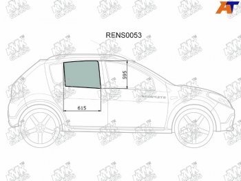 2 199 р. Стекло боковое опускное (Сзади Справа Цвет зеленый) Renault Sandero 09-14  Dacia Sandero 08-12  KMK RENS0053  с доставкой в г. Воронеж. Увеличить фотографию 1
