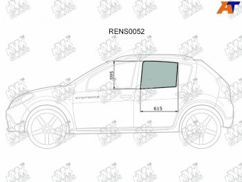 2 199 р. Стекло боковое опускное (Сзади Слева Цвет зеленый) Renault Sandero 09-14  Dacia Sandero 08-12  R KMK RENS0052  с доставкой в г. Воронеж. Увеличить фотографию 1