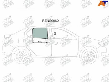 2 569 р. Стекло боковое опускное (Сзади Справа Цвет зеленый) Renault Logan 14-  Sandero 14-  Dacia Logan KMK RENS0060  с доставкой в г. Воронеж. Увеличить фотографию 1