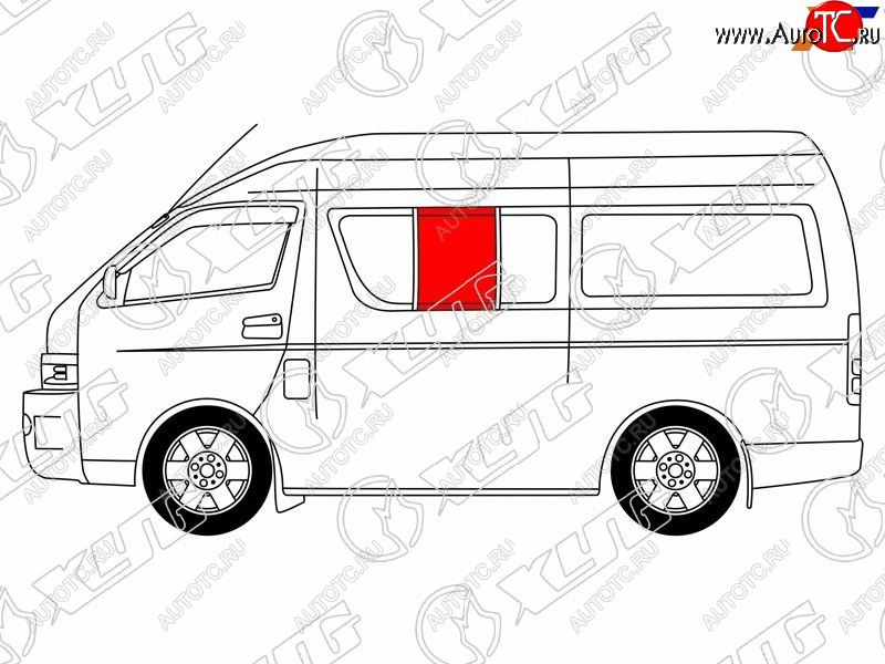 1 859 р. Стекло кузова боковое (не опускное) (Слева Цвет зеленый) Toyota Hiace 04-20  Regius Ace 04-20 XYG RH200-ST-L SF/LH2/X  с доставкой в г. Воронеж
