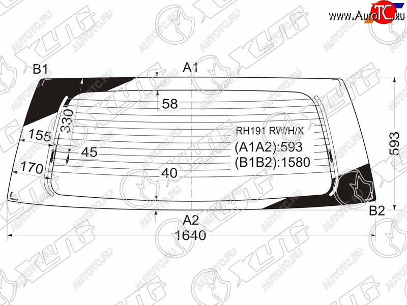 11 199 р. Стекло заднее (Цвет зеленый Обогрев) Toyota Hiace Regius 97-99  Touring Hiace 99-02 XYG RH191 RW/H/X  с доставкой в г. Воронеж