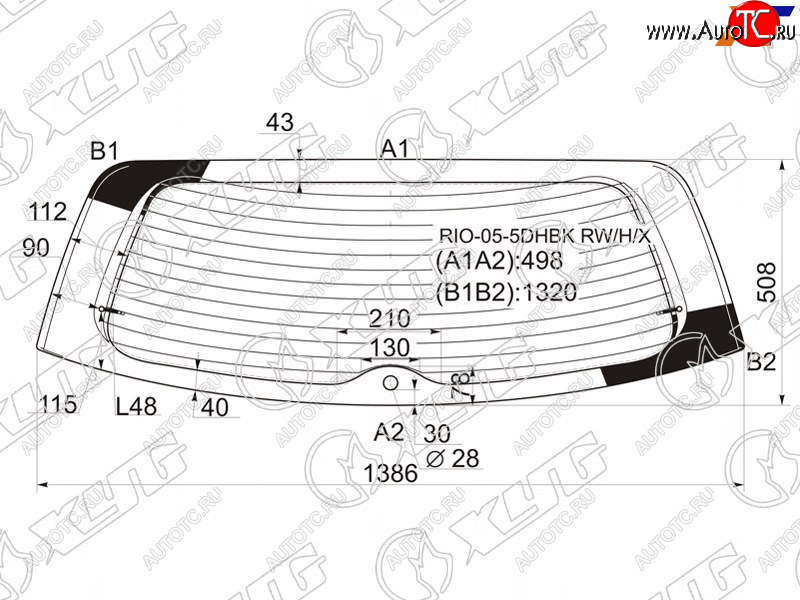 6 999 р. Стекло заднее (Цвет зеленый Обогрев) Kia Rio 05-11  Pride 05-09 XYG RIO-05-5DHBK RW/H/X  с доставкой в г. Воронеж