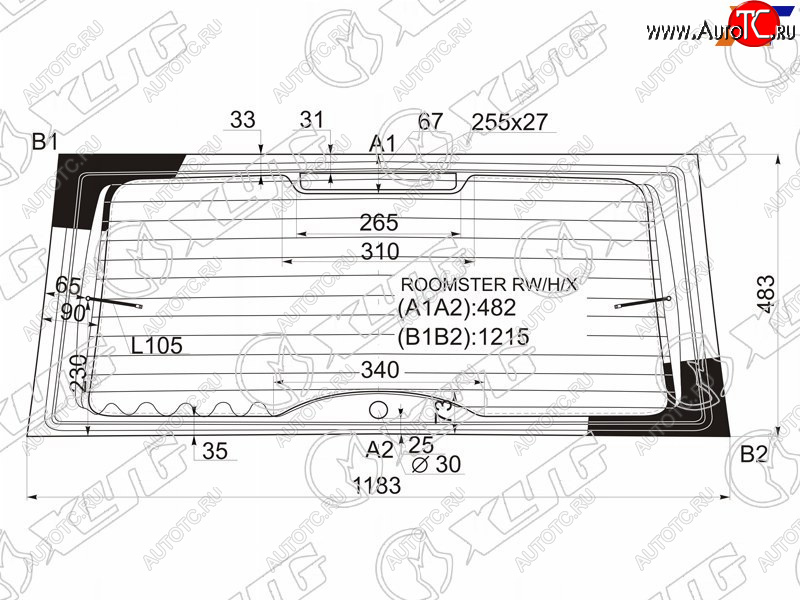 8 449 р. Стекло заднее (Цвет зеленый Обогрев) Skoda Fabia 07-10  Praktik 06-15  Roomster 06-15 XYG ROOMSTER RW/H/X  с доставкой в г. Воронеж