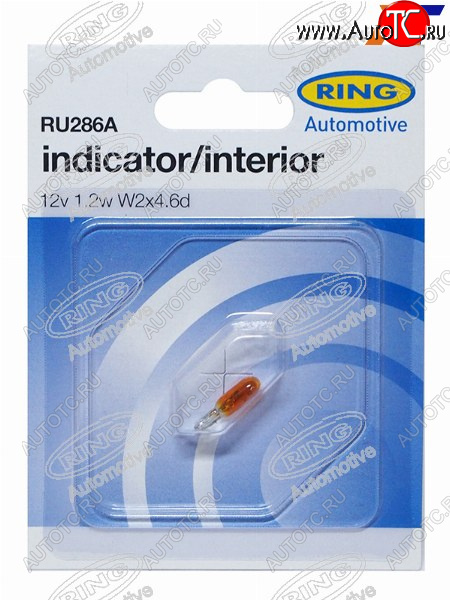 155 р. Лампа дополнительного освещения W1.2W Индикатор (Янтарная) 12V 1.2W Блистер 1 шт. RING RU286A  с доставкой в г. Воронеж