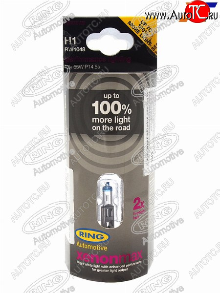 1 899 р. Лампа головного освещения H1 XENON MAX+100% 12V 55W Блистер 2 шт. RING RW1048  с доставкой в г. Воронеж