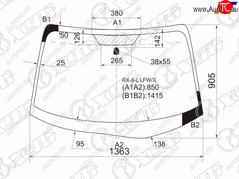 10 849 р. Стекло лобовое Mazda RX-8 03-12 XYG RX-8-L LFW/X  с доставкой в г. Воронеж
