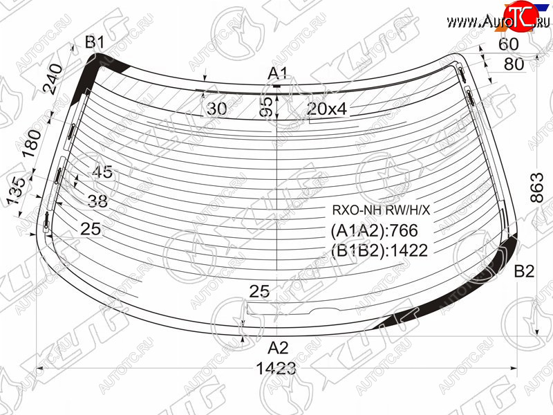 8 499 р. Стекло заднее (Цвет зеленый Обогрев Антенна) Toyota Mark II (X100) 96-00 XYG RXO-NH RW/H/X  с доставкой в г. Воронеж