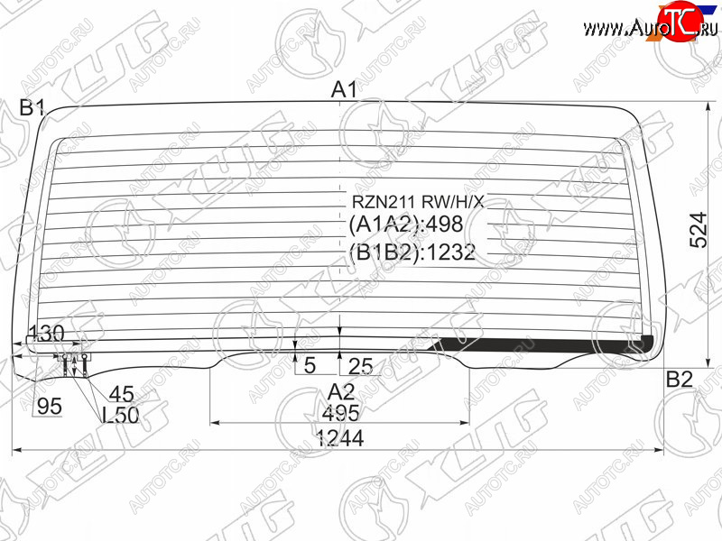 7 999 р. Стекло заднее (Цвет зеленый Обогрев) Toyota 4Runner 02-09  Hilux Surf 02-09 XYG RZN211 RW/H/X  с доставкой в г. Воронеж