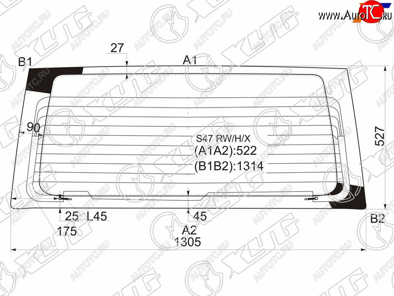 8 299 р. Стекло заднее с обогревом HONDA STEP WAGON 96-01                                                     XYG S47 RW/H/X  с доставкой в г. Воронеж