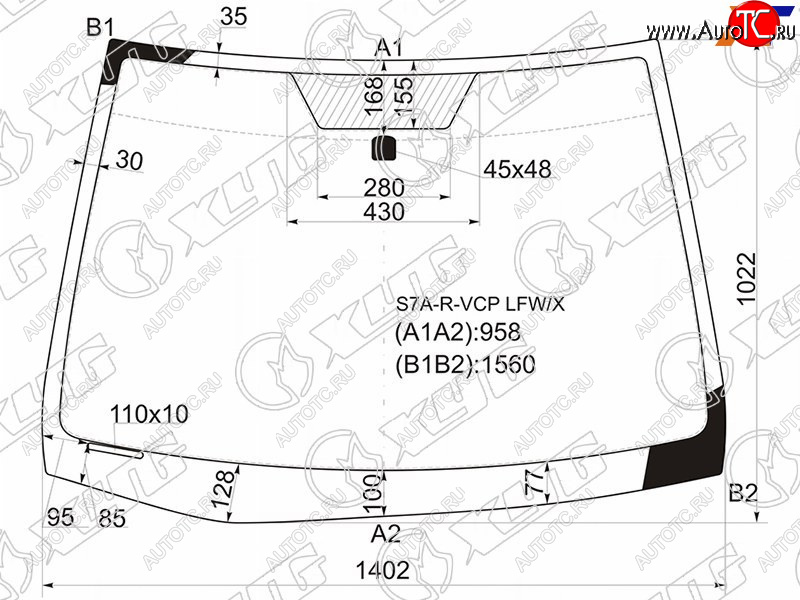 6 749 р. Стекло лобовое HONDA STREAM 00-06 XYG S7A-R-VCP LFW/X  с доставкой в г. Воронеж