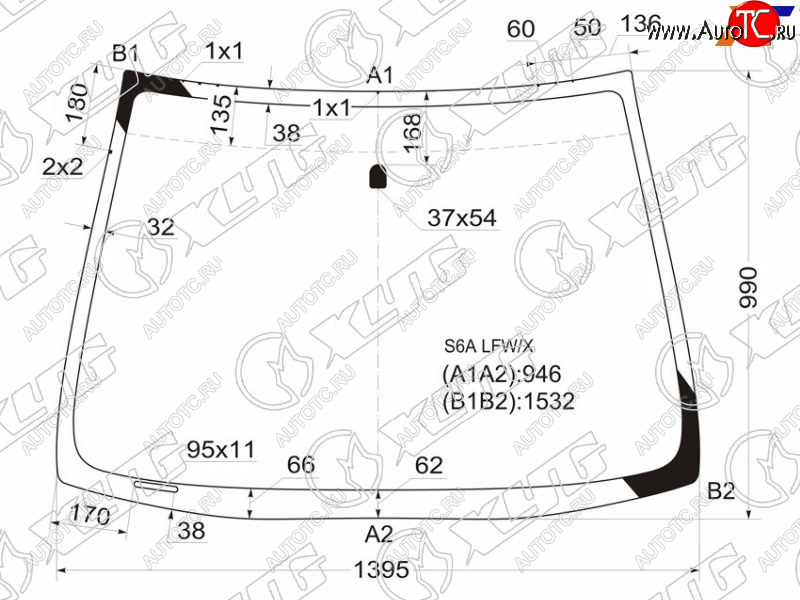 5 849 р. Стекло лобовое Honda Civic 00-06 XYG S6A LFW/X  с доставкой в г. Воронеж
