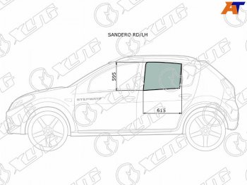 2 599 р. Стекло боковое опускное (Сзади Слева Цвет зеленый) Renault Sandero 09-14  Dacia Sandero 08-12  R XYG SANDERO RD/LH  с доставкой в г. Воронеж. Увеличить фотографию 1